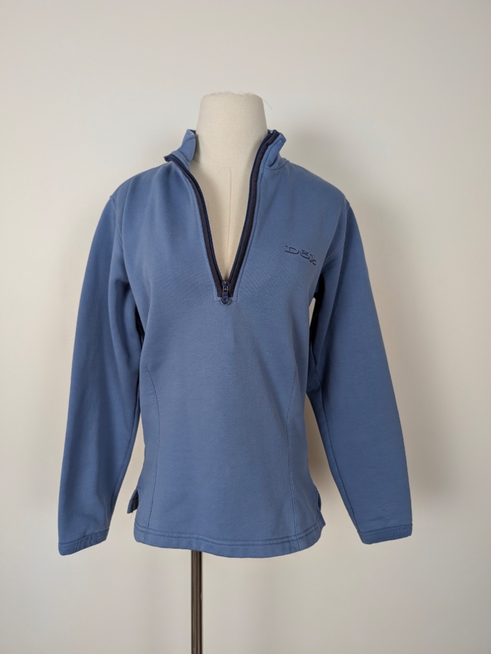 Dok Quarter Zip Sweater Pullover Blue Size Small Y2K Tenniscore - Picture 12 of 14